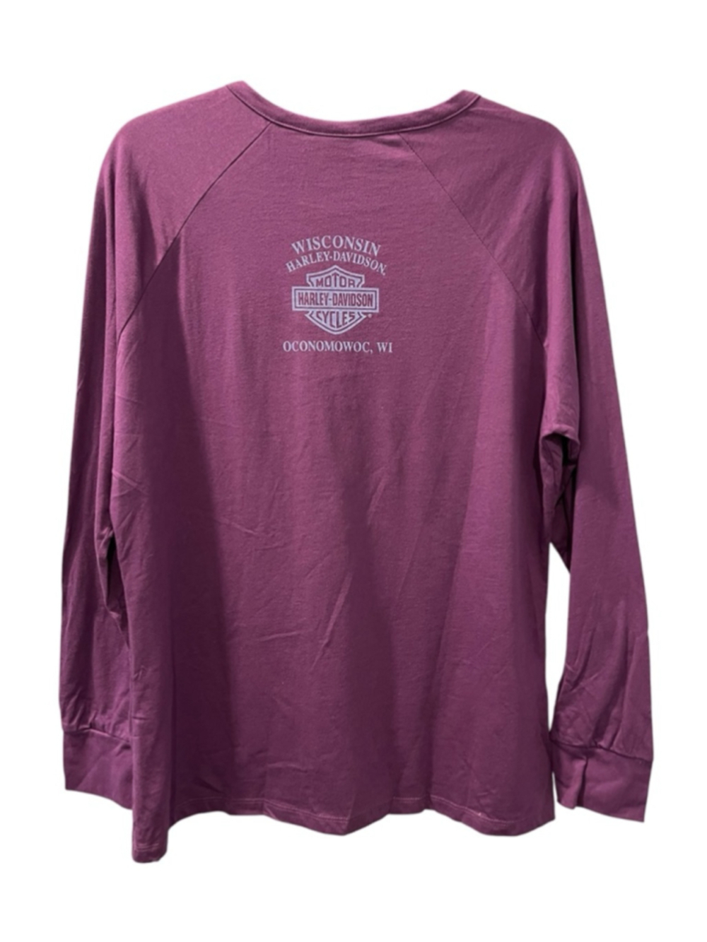 Harley Davidson NWT Y2K Majesty Instill Life Henley Purple Shirt Size 2XL Raglan - Picture 5 of 8